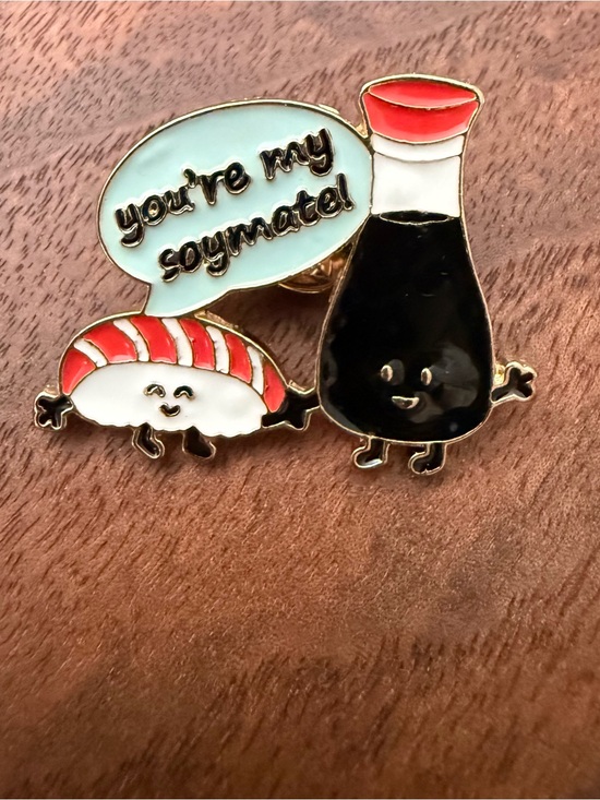 Jewelry - Cute Soymate Enamel Pin - Red, White, Black